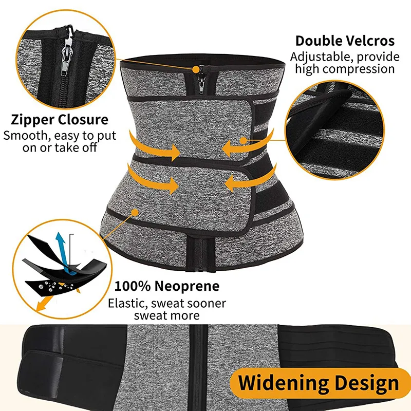 Abdominal Belt High Compression Zipper Neoprene Waist Trainer Cincher Corset Body Shaper Fajas Sweat Slimming Shapewear T200707