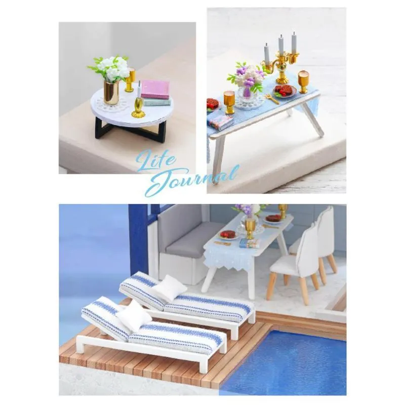 Neue Mädchen DIY 3D Holz Mini Puppenhaus Zeit Wohnung Puppenhaus Möbel Lernspielzeug Möbel Für kinder Liebe Geschenk T200116