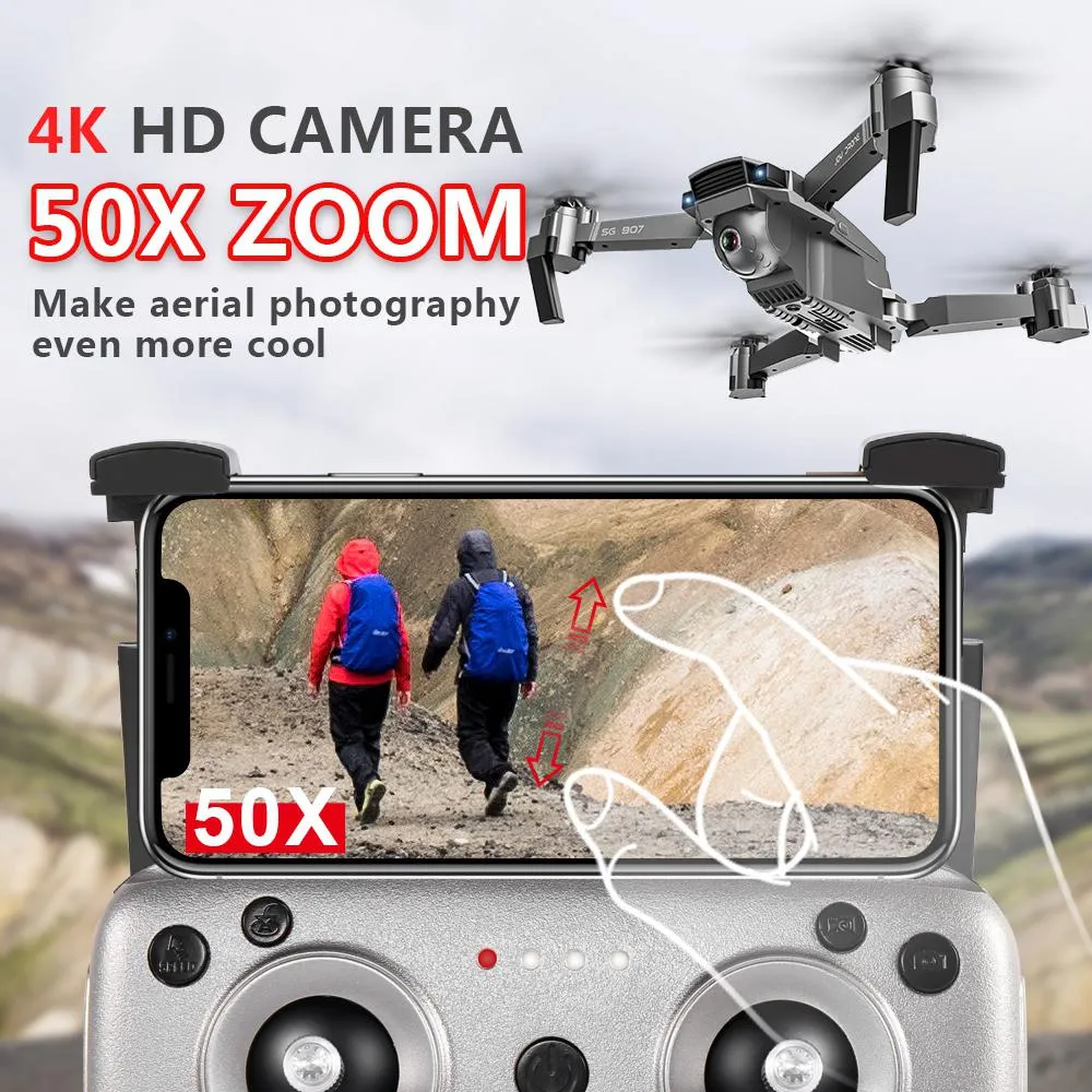 Drone GPS SG907 avec double caméra 4K 1080P HD 5G Wifi RC quadrirotor positionnement de flux optique Mini Drone pliable VS E520S E58