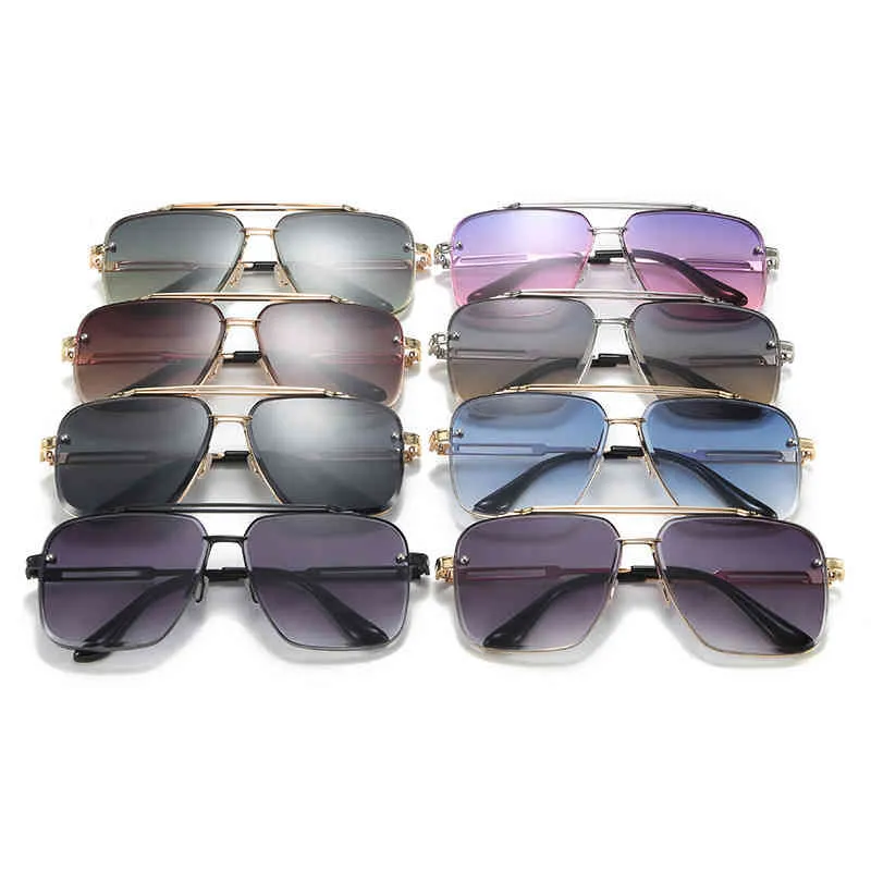 Мода 2 Beam Cut The Metal Sunglass для больших кадров Стекло Multi Color Lens Men Gradient Eyewear RIN UV400