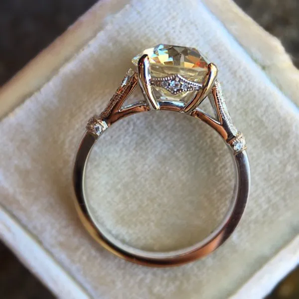 18k oro bianco da 3ct 3ct rotondo di moissanite Solitaire Engagement Ring Gioielli da sposa Regali di gioielli dimensioni 6 7 8 9 104521333