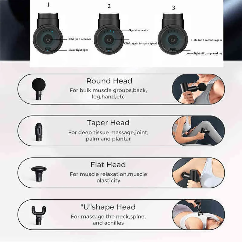 Mini pistolet de Massage musculaire électrique masseur musculaire du cou de poche thérapie de la douleur pour la Relaxation du Massage corporel H1224
