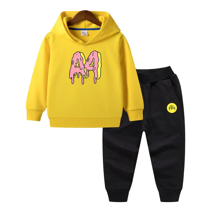 Sommer A4 Merch Kind Hoodie Hosen Anzug A4 Donuts Print Boy Girl Sweatshirt Tops Merch A4 Casual Qualität Kinder Baby Kleidung 220312