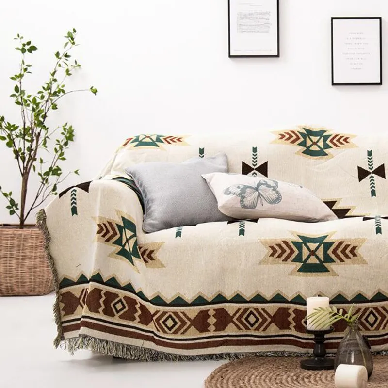 Estilo étnico tapeçaria geométrica de lazer macio mola de algodão quente e cobertor de sofá de luz de outono 201111
