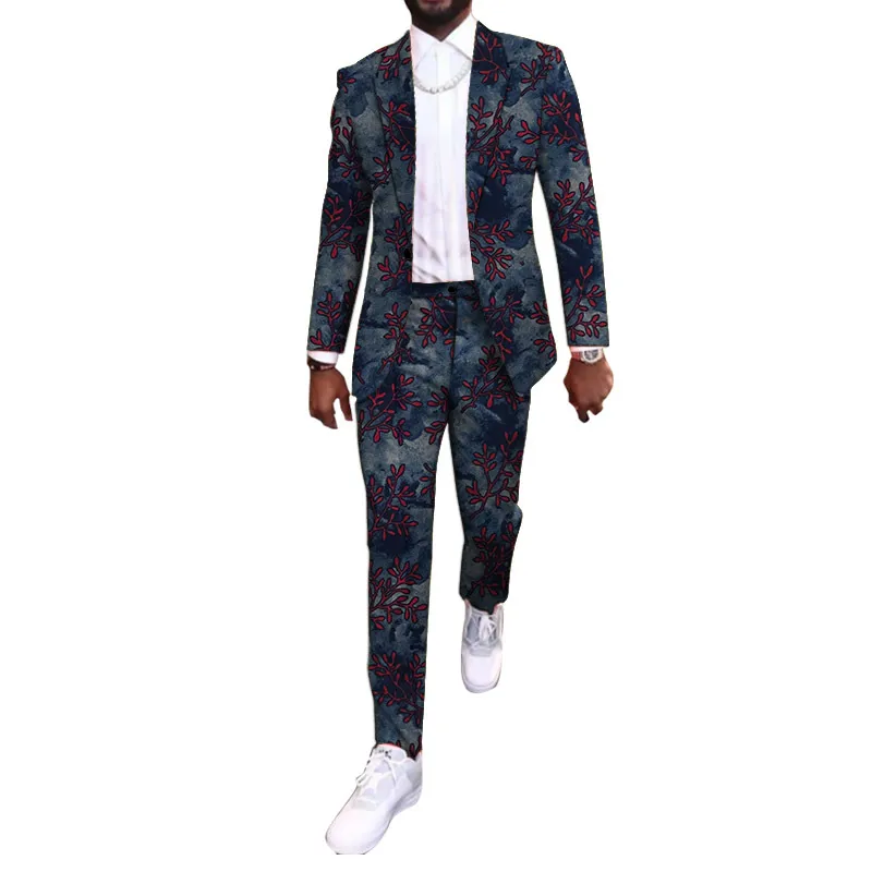 New Arrivals African Party Wears Customized Casual Mens Pant Suits Blazers Patch Trousers Ankara Fashion Male Wedding Garments W12243V