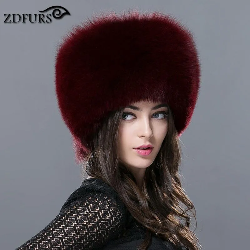 Bonnet Skull Caps ZDFURS Femmes Russe Ushanka Trapper Fourrure Bombers Chapeau Réel Chapeaux Dôme Mongol Hat13036