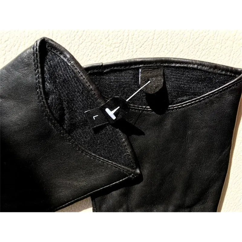 女性の短いデザインシープスキングローブ薄い本物の革の手袋タッチスクリーンブラックオートバイグローブR630 201104249n