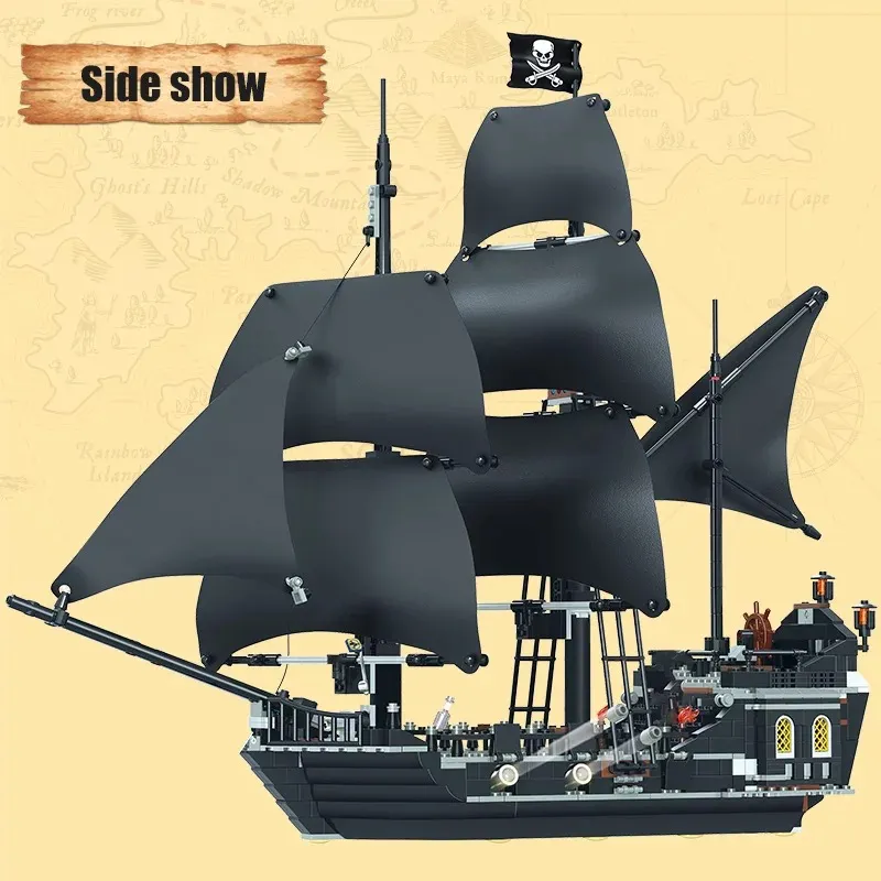 City DIY of Caribbean Pirates Building Blocks Toys Model for the Black Pearl Ship Bricks for Children20e