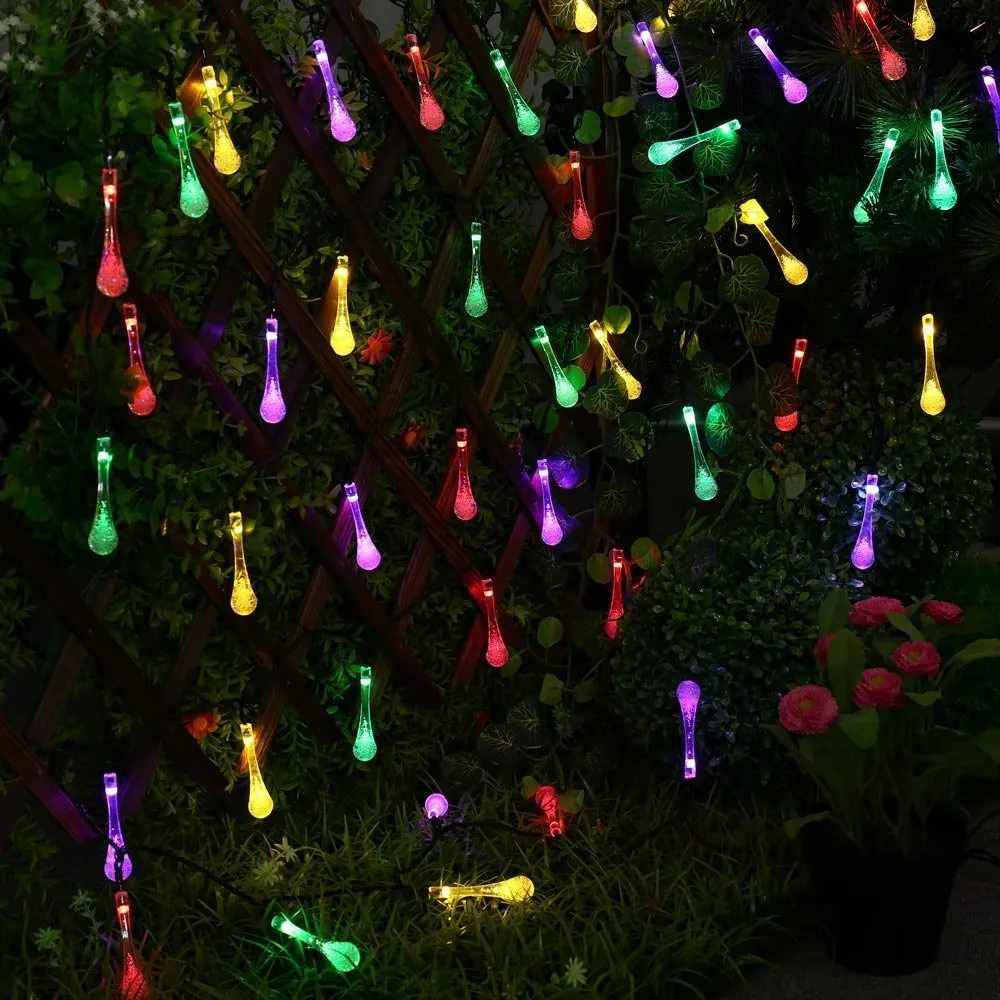 Lyfs 20 / 30led سلسلة ضوء الشمسية في الهواء الطلق ماء قطرة المياه خرافية أضواء الديكور لعيد الميلاد حديقة حزب الإضاءة 20120