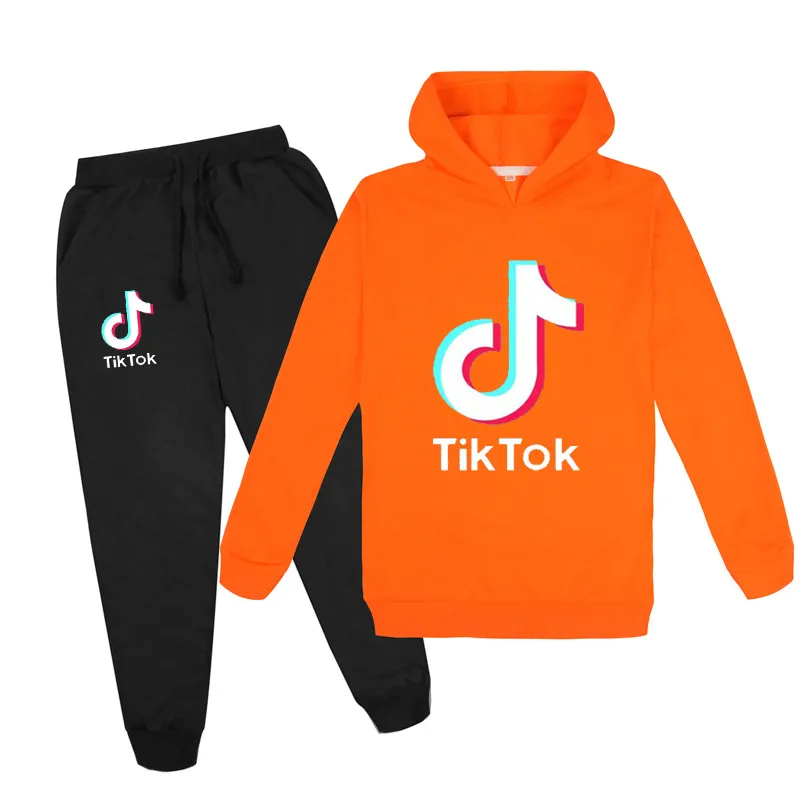 Nouveaux enfants survêtement vêtements décontractés 2 pièces ensemble pantalon Costume imprimé Tik Tok Sport Costume pour fille adolescente sweat à manches longues sweat à capuche 2606892