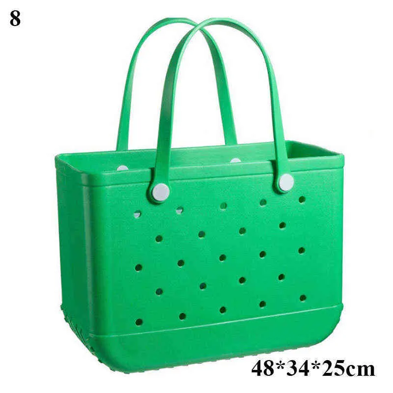 Shoppingkassar bolsos de playa eva con estampado moda para mujer bolsa cesta hueca diseador bolso grande gran kapacidad almacenamiento 220303