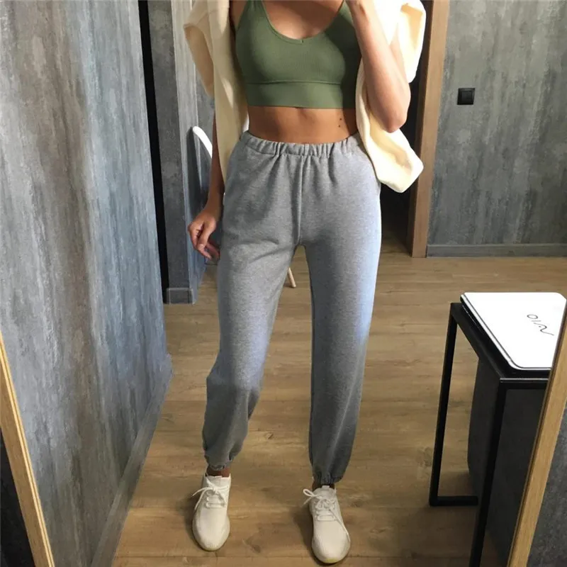 GCAROL New Womens Terry Cotton Blends Loose Harem Pants High Elastic Waisted Sweatpants Stretch Oversized Trendy Sports Pants 201113