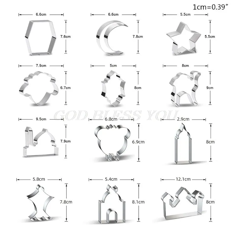 Eid Mubarak&Ramadan Cookie Cutters DIY Moon Star Biscuit Cutters Cake Mold Baking Tools Ramadan Kareem Party Decor T200703257M