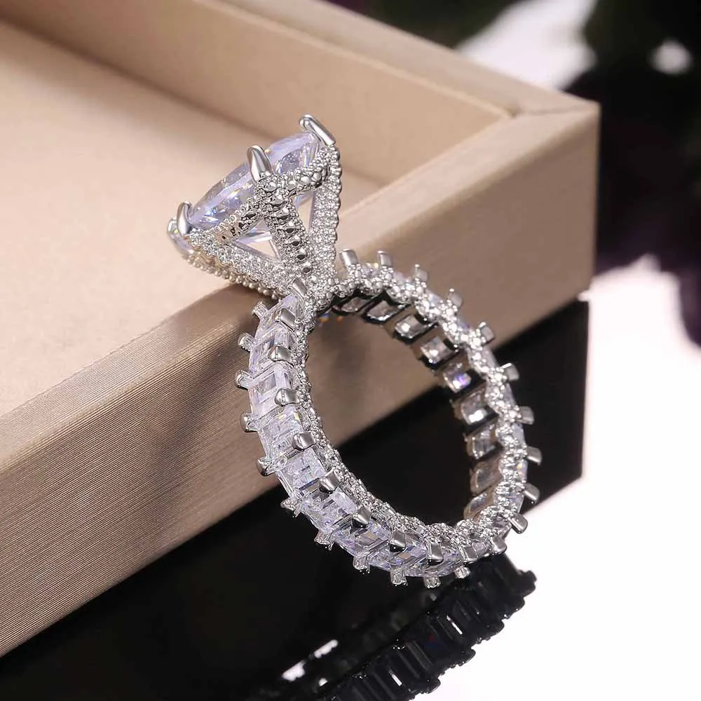 10ct büyük simüle elmas yüzük vintage mücevher eşsiz kokteyl armut kesim beyaz topaz değerli taşlar düğün nişan yüzüğü için2534
