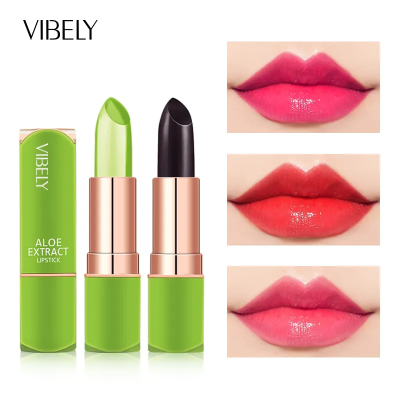 Aloe Vera Moisturizing Lip Balm Color Change Jelly Lipstick Plant Base Long Lasting Non-stick Cup Makeup Lipsticks Lips Care