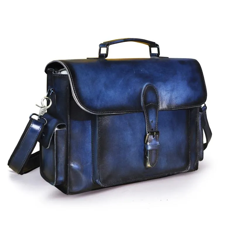 Мужской дизайнерский деловой портфель из натуральной кожи 13, чехол для документов для ноутбука, винтажная сумка через плечо Commercia Attache Portfolio 20276W