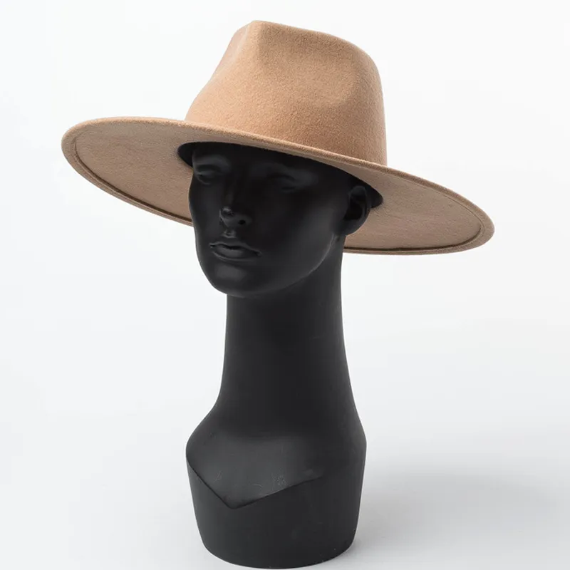 Luxury-Wide Brim Porkpie Fedora Chapeau chameau noir 100% HAPES DE LOODE MEN FEMMES COURTABLE HID