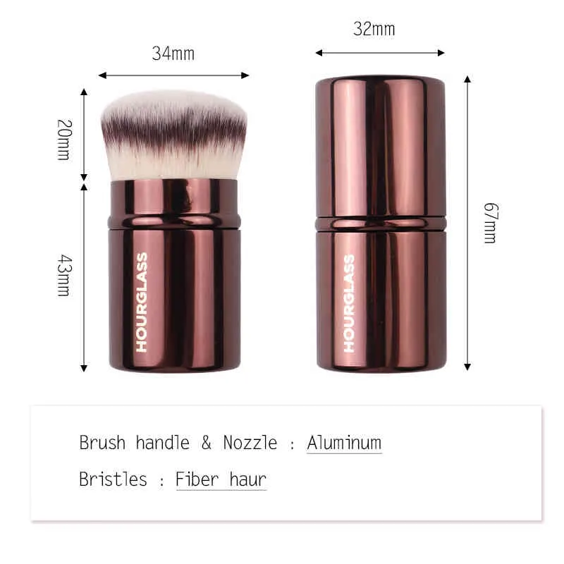 Hourglass HG einziehbare Kabuki-Make-up-Pinsel, dichtes Kunsthaar, kurze Größe, Foundation, Puder, Kontur, Schönheit, Kosmetik, Werkzeuge4497288