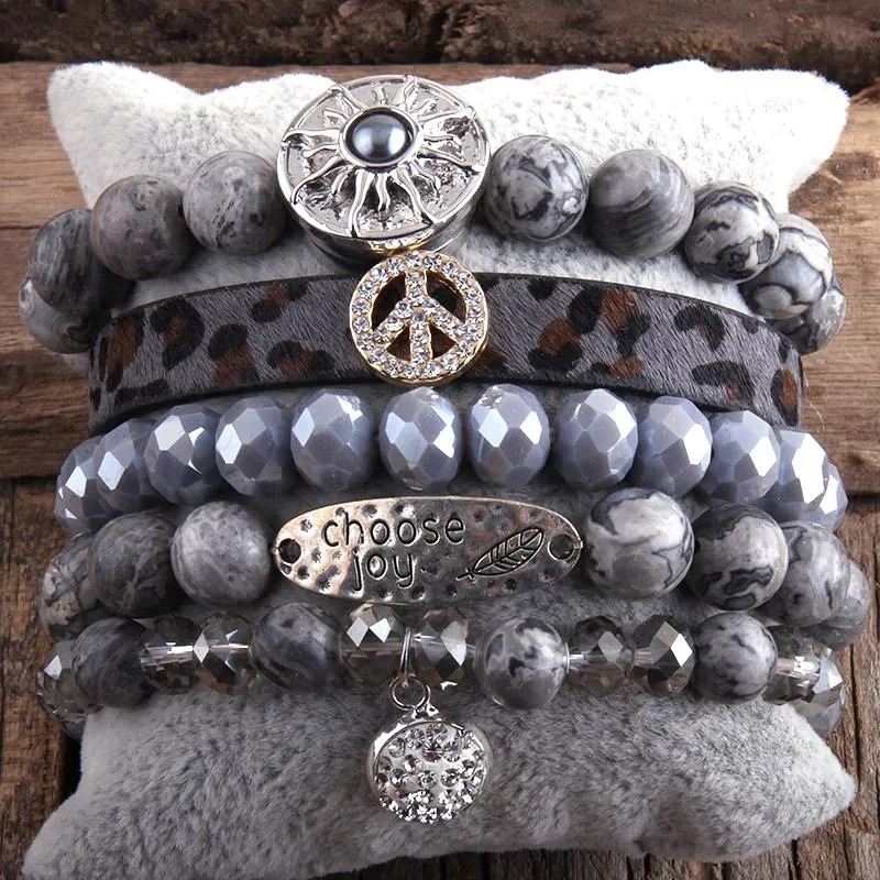 RH Fashion Boho Jewelry Accessory Stone Pärledarmband Stack Armband Bangle Set for Peace Bohemian smycken Gift278d