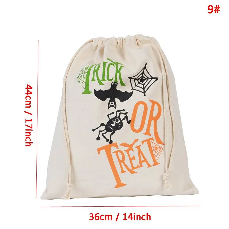Halloween bonbons sac cadeau cordon toile sacs de rangement chauve-souris araignée citrouille impression organisateur Halloween sac poche fête approvisionnement