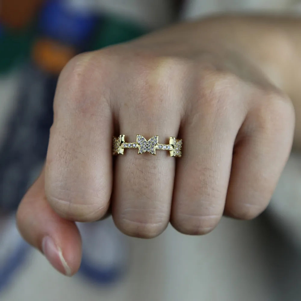 2021 новая милая мульти бабочка шарм кольца пальцев кольца с Bling Clear CZ вымощены для женщин леди минимальные животные ювелирные изделия оптом