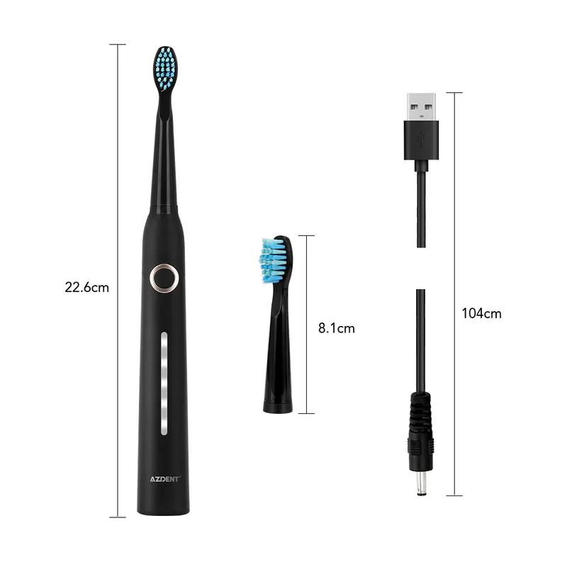 AZDENT Fashion 5 طرق فرشاة أسنان كهربائية سونيك قابلة للشحن USB فرشاة أسنان فائقة مقاومة للماء للبالغين تبييض الأسنان 220224