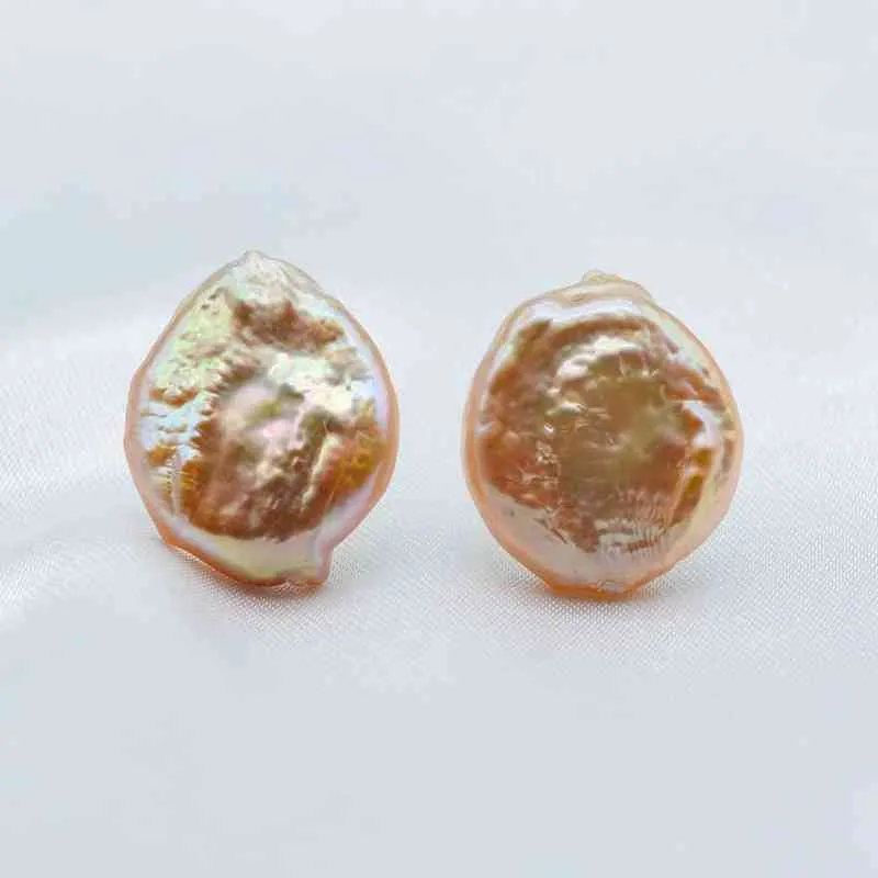 Boucles d'oreilles en perles pour femmes, perles surdimensionnées, argent 925 baroque naturel blanc, cadeau dames 220125