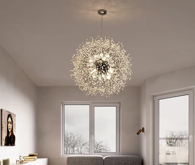Cristal moderne pissenlit LED lustre éclairage suspension pour salon salle à manger décoration de la maison pendentif suspendu Light279i