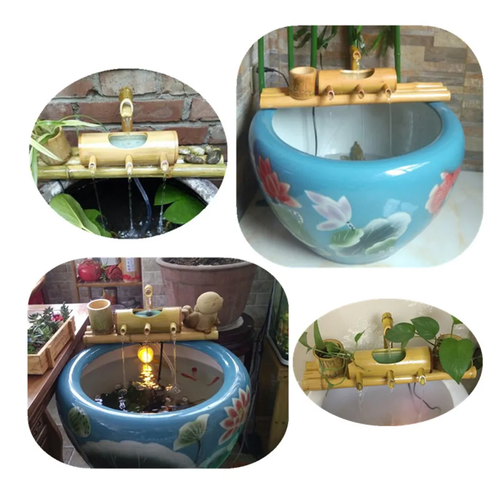 Bamboo Aquarium Recycling Feng Shui Decoration Tube Fountain Stone Trough Filter Office سطح المكتب المفروشات Y2009228200945