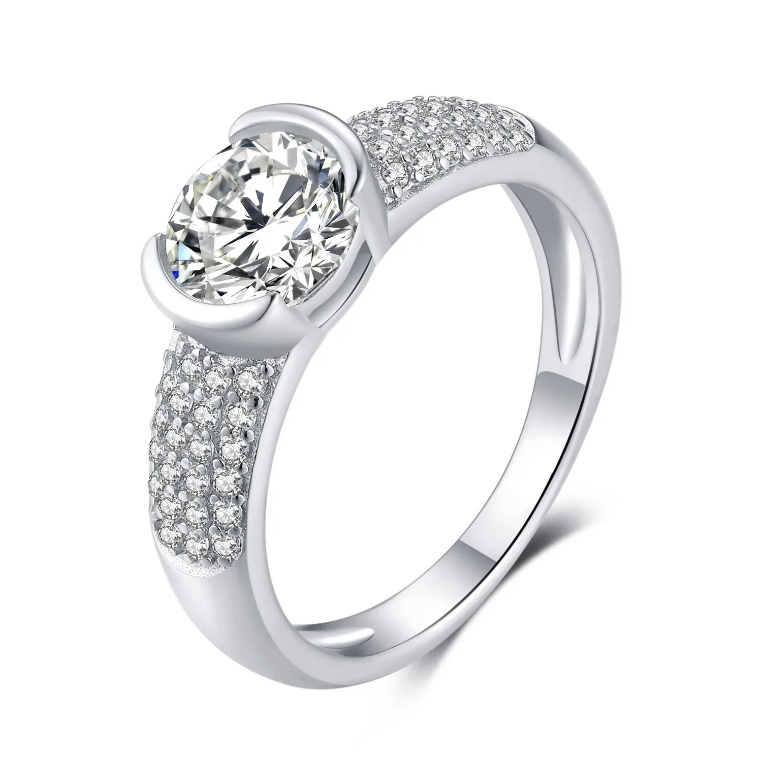 Новый Creative S925 Серебристый Платиновое моделирование Моассанит Простая мода Женщина Обращающаяся Свадьба Алмаз Кольца Подарок