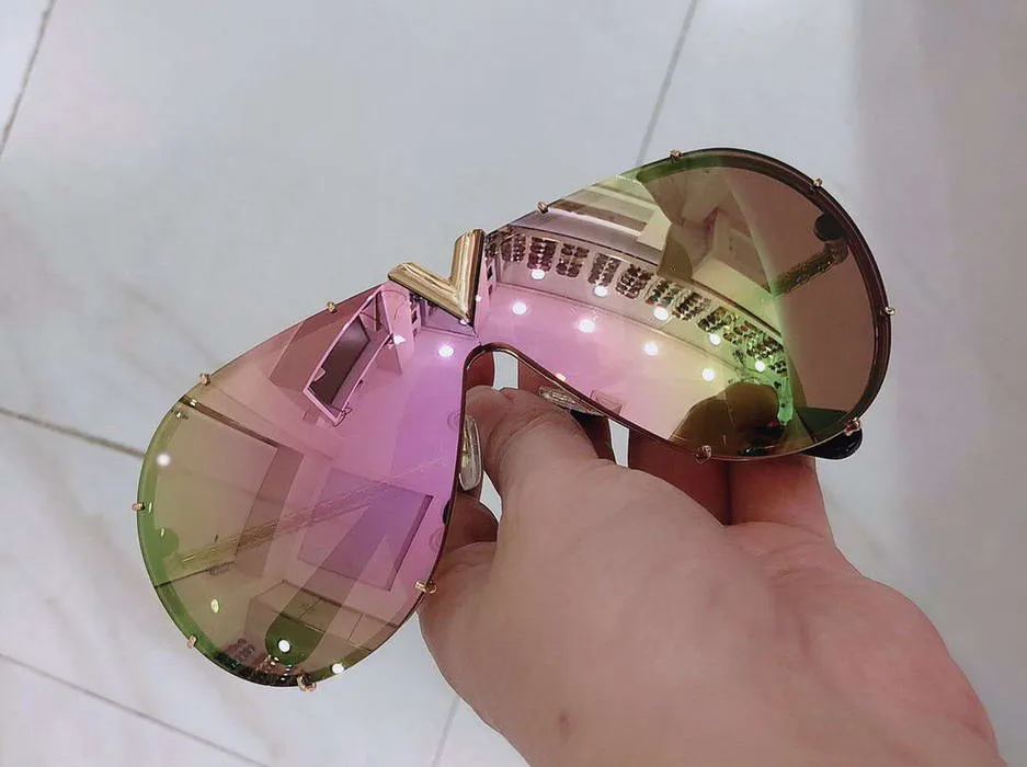 Gouden Purple Pink Mirror Zonnebril voor mannen rijden zonnebrillen