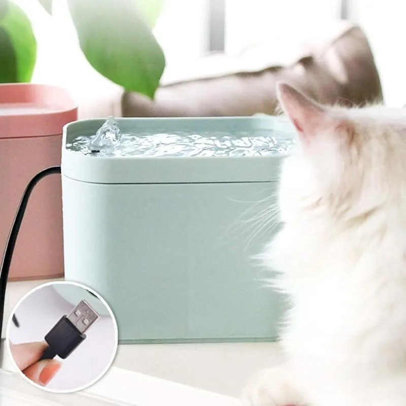 Cats Dogs Automatic Water Fountain with USB Cable Pet Smart Dispenser Drinking Bowls Feeder Y200917