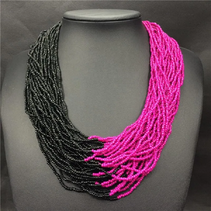 Sautoirs Mode Bohème Boho Acrylique Perles Collier Femmes Longue Multi Couche Déclaration Strand Bijoux En Couches Collier Femme12117