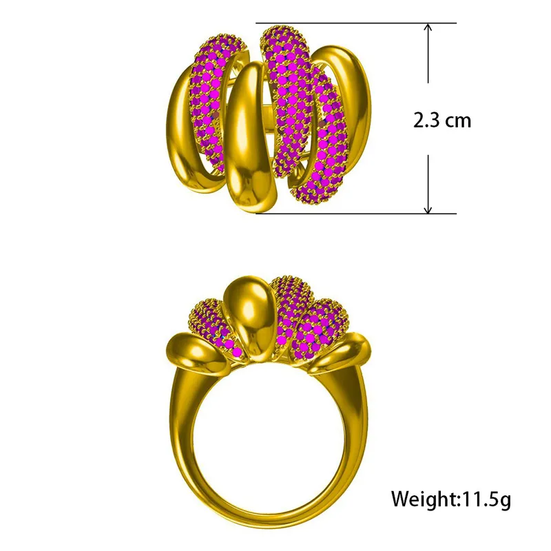 JEWEL Luxury Big Ring Multi Paved Cubic Zirconia Female Rings Gold Silver Color Party Wedding Women Jewelry Wholesale 220216