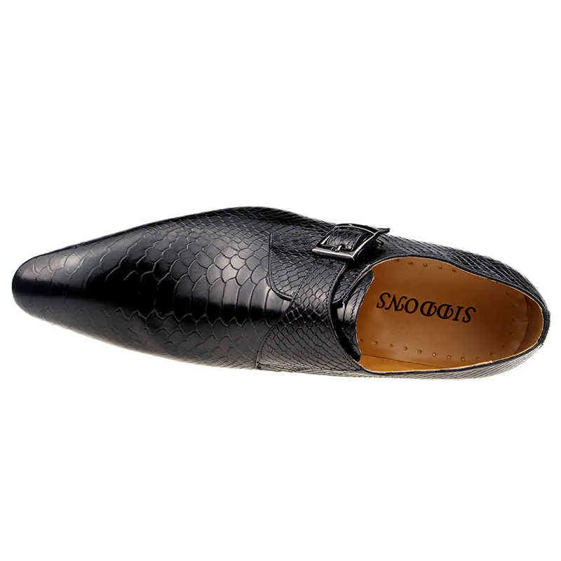 Sapatos de vestido Zapatos de Hombre de couro genuíno Mens artesanal Oxfords Serpentine Metal fivela azul preto de uma etapa mocassins 220223