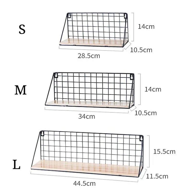 Metal Wall Shelf No punching Mounted Storage Rack for Bedside bedroom wall Shelf Hanging basket shelves for wall C10032552