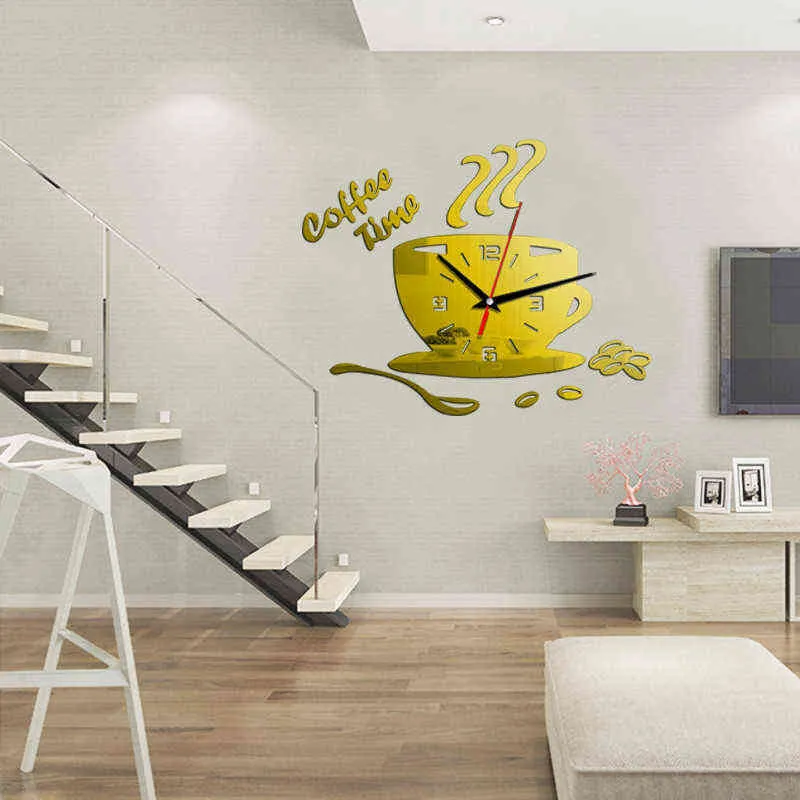 new wall clock self adhesive 3d wall clock kitchen modern design mirror silent quartz watch sticker watches home decor klok (2)