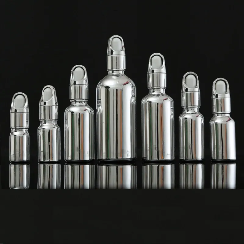 Silver Glass dropper  oil bottles basket lid