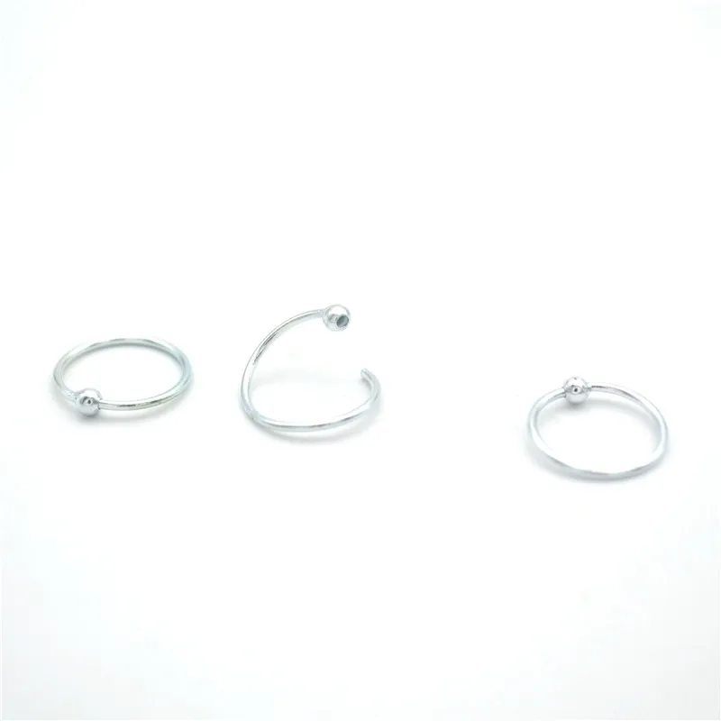 Hengke 925 Silver Hoop Nose Ring مع الكرة 20g جسم كامل ثقب المجوهرات حلق الإكسسوارات العصرية للنساء 6047099