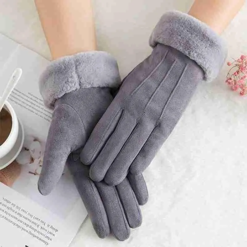 Cinco dedos Guantes Cálidos Invierno Damas Dedo completo Cuero genuino Hombres Mitten Fur Real Cashmere para mujeres T1C0347S