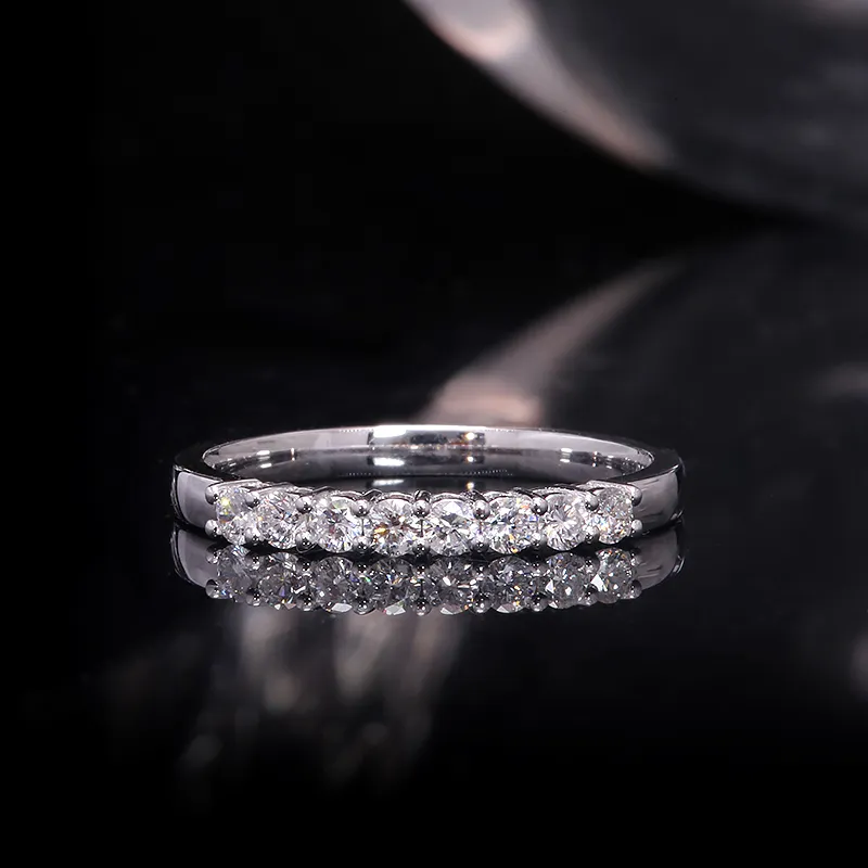 AEAW 14K White Gold 025CTW 2 mm df Impegno a taglio rotondo Moissanite Lab Ring a banda a diamanti coltivata donne Y01226506238