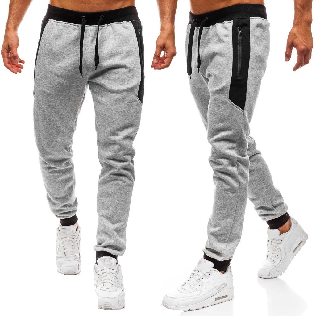 Calça de algodão casual de cotonete de algodão masculino calças de algodão cinza calças de tornozelo longo