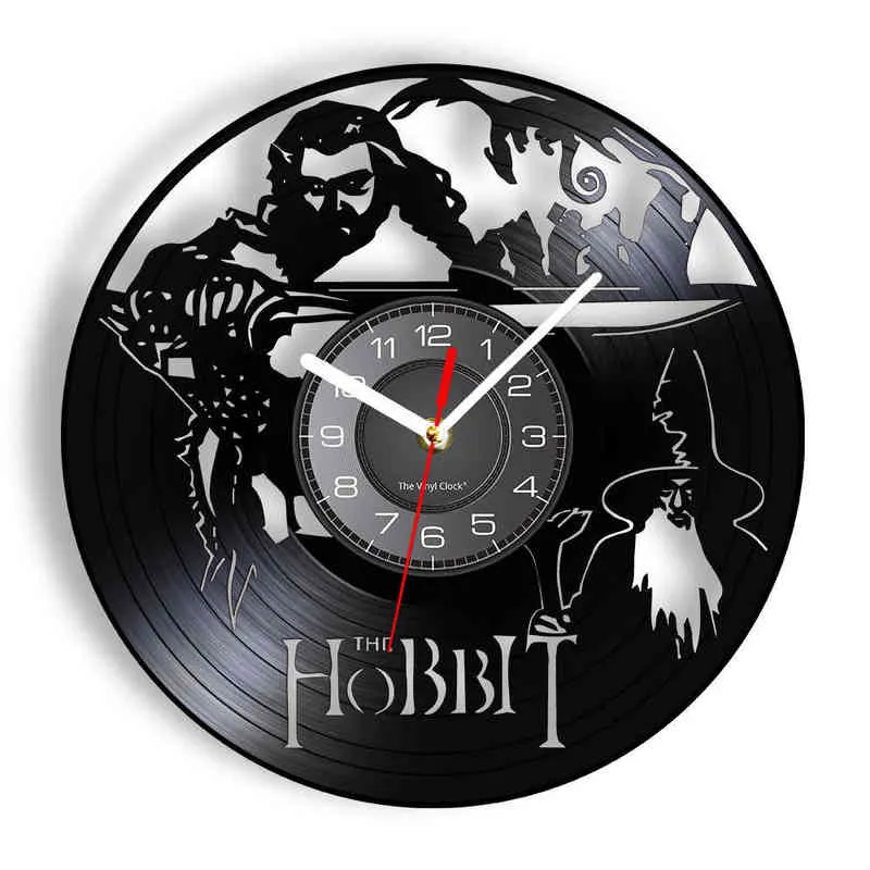 Horloge murale vintage moderne compatible avec Hobbit faite de film vinyle réutilisé Trilogy Laser Cut Handicraft Clock Watch H1230