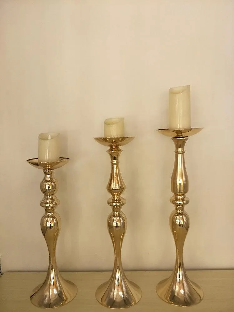 Bougeoir en métal pour décoration de mariage, pièce maîtresse, vase à fleurs doré, chandelier de table, grand stand de fleurs 2623