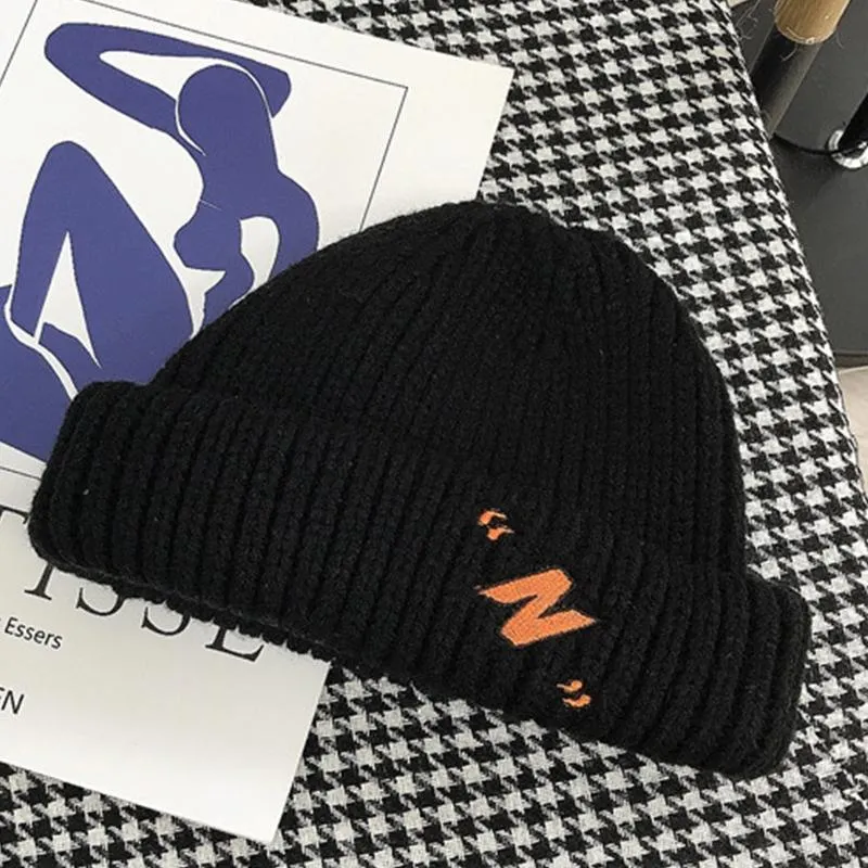 Women Men Winter Warm Knitted Beanie Hat Neon Candy Color Letter Embroidery Cuffed Brimless Hip Hop Vintage Landlord Docker Skul244F