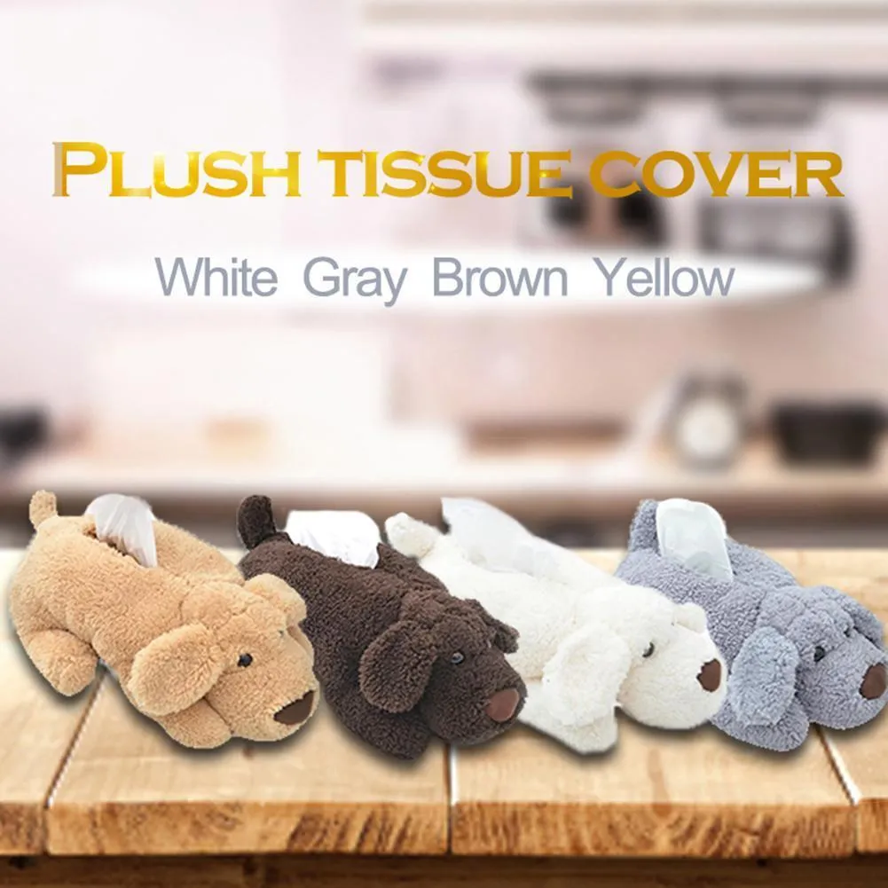 Car Tissue Box Auto Titulaire En Peluche Mignon Toon Chien Poupée Organisateur De Stockage Intérieur Accessoires Y200328