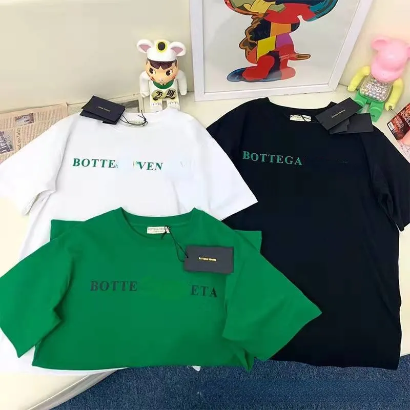 Fashion Green Letters Printing T-shirt Short-sleeved Cotton Round Neck Loose Men and Women Couple Brand Tee Plus Size Clothes