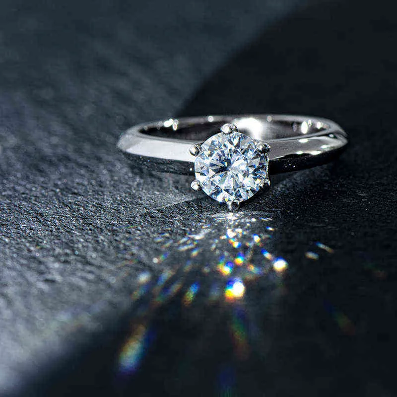 Oevas musujące prawdziwe 0,5 karat obrączki dla kobiet Najwyższej jakości 100% 925 Sterling Silver Engagement Fine Jewelry 211217