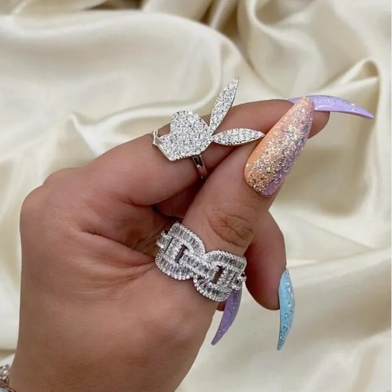 2021 dos colores Micro pavé 5A Zirconia cúbica Cz abierto ajustado abierto anillo de dedo lindo encantador Animal diseño mujer joyería de moda