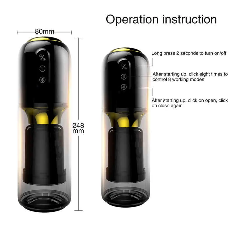 Automatyczna Męska Masturbator Puchar Rotacji Teleskopowe aplikacja Bluetooth Control Pochwa Kieszonka cipka wibracja wibrująca seks ustny